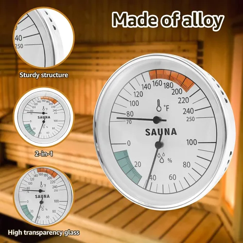 Miniatura 4 de Termómetro de sauna 2 en 1 Fahrenheit, higrómetro para sala de sauna, monitor de temperatura de humedad interior, accesorios de sauna centígrados