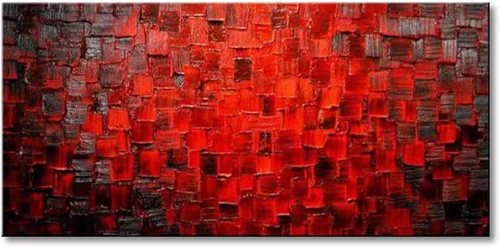 Seekland Art Pintura al óleo moderna pintada a mano, textura roja, lienzo abstracto para pared, decoración, arte contemporáneo, enmarcado, listo