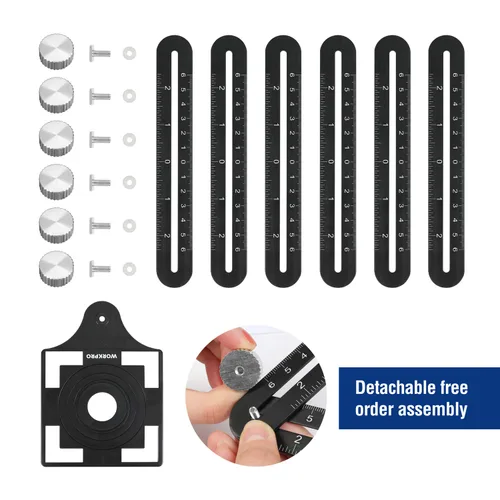 Miniatura 5 de WORKPRO Kit combinado de herramientas de medición de ángulo de 10 "y 6 lados, duplicador de medidor de contorno de forma plástica, regla de medición