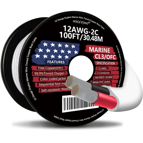 Miniatura 11 de Cable marino dúplex de calibre 12, cable de cobre estañado para barco, 20 pies, 12 AWG, estándar de EE. UU., OFC, alambre de cobre libre de oxígeno
