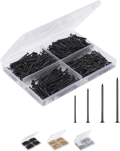 Miniatura 11 de Mr. Pen - Kit de clavos surtidos, 400 unidades, 6 tamaños, plateados, clavos pequeños para colgar cuadros, clavos de acabado, clavos de pared