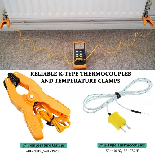 Miniatura 5 de Termómetro de termopar tipo K Probador de termopar de canales dobles (-58 ~ 2372 °F) Medidor de escala Kelvin de temperatura de alta precisión