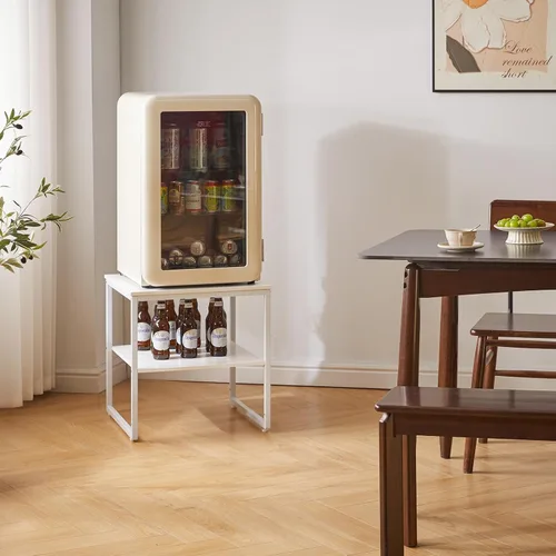 Miniatura 4 de Aibiju Mesa auxiliar grande para sala de estar, soporte de mesa pequeño de 20 pulgadas, mesa de impresora con estante ajustable, mesa de café Blanco
