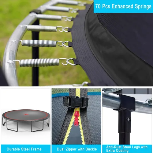 Miniatura 6 de Trampolín de 1500 libras, 8 pies, 12 pies, 14 pies, 16 pies, para niños y adultos, trampolín al aire libre con red de cierre, rociador, bola