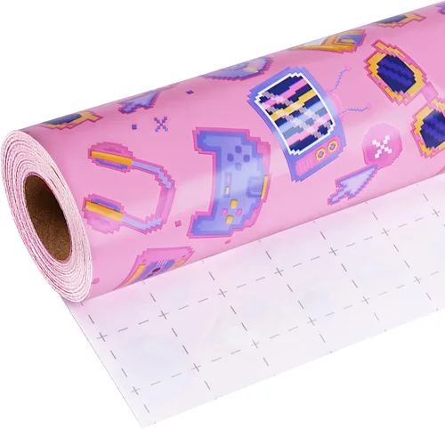Miniatura 8 de BIOBROWN Rollo de papel de regalo reversible de cumpleaños, 17 pulgadas x 16 pies, pancarta de cumpleaños, diseño de bandera y confeti, papel