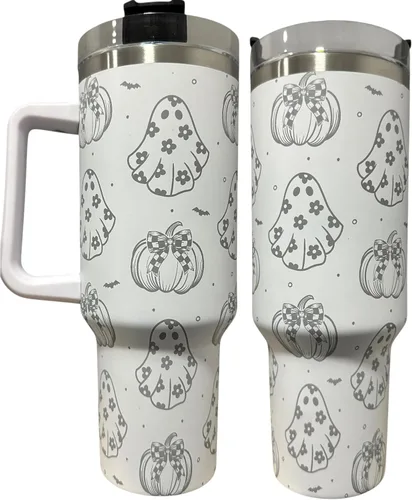Miniatura 23 de Botella de agua de acero inoxidable de 40 oz taza Longhorn Bottle Bull Tumbler Cow Gift Western Water Bottle Cup (24oz Cream(90)-Longhorn (D35))