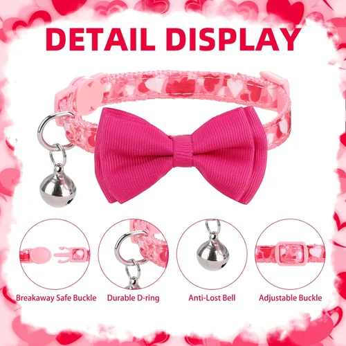 Miniatura 3 de PUPTECK Collar de perro con campana, paquete de 2 unidades, collar ajustable para cachorros, dulce regalo para perros pequeños, gatos y mascotas