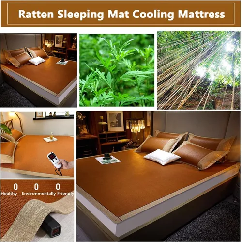 Miniatura 3 de Alfombrilla de dormir de ratán de verano, almohadilla de cama natural de artemisa, cubrecolchón refrescante, colchoneta transpirable para aire