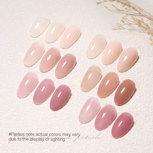 Miniatura 2 de SHOYUM Jelly Nude Juego de Esmalte de Uñas en Gel 6 Colores Neutros Transparentes Rosa Claro Púrpura Kit de Esmalte en Gel Translúcido Removible DIY