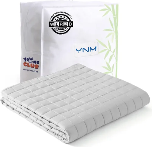 Miniatura 29 de YnM Manta con peso refrescante para adultos, terciopelo refrescante y acogedor de doble cara, manta pesada de 30 libras para parejas, uso en cuatro