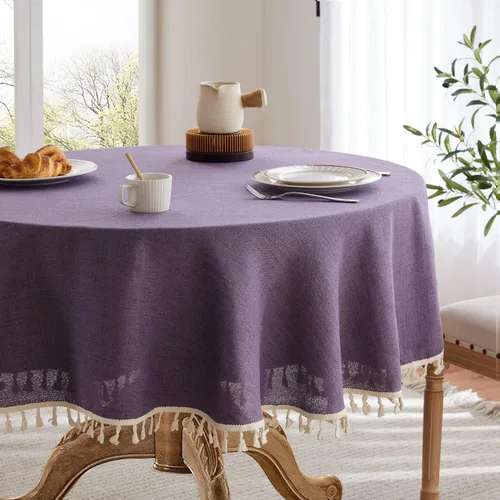 Miniatura 45 de Mantel de lino para mesa cuadrada, 52 x 52 pulgadas, color negro, mantel negro estilo granja, manteles de arpillera resistentes al agua para mesa