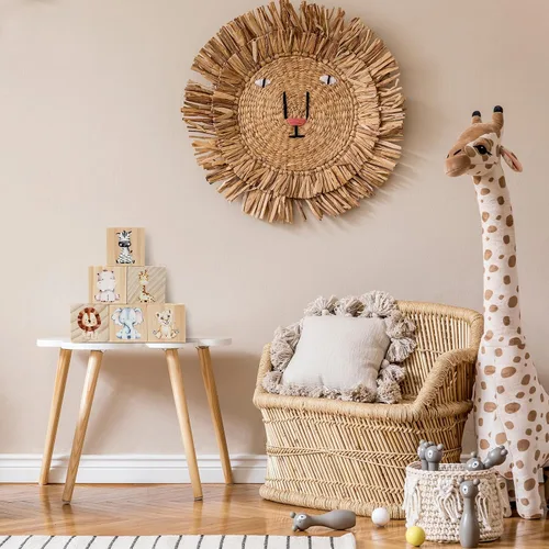 Miniatura 6 de Kigley 6 piezas de decoración de guardería para niñas y niños, decoración de estante de acuarela para dormitorio, sala de juegos (animales de safari)