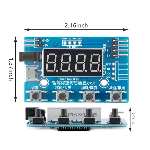 Miniatura 3 de HX711 Módulo de célula de carga digital, sensor de peso módulo A/D con pantalla Báscula de pesaje de 24 bits Smart Arduino Célula de carga Pantalla