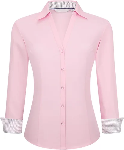 Miniatura 9 de Alex Vando - Blusa de botones para mujer, sin arrugas, manga larga, casual, para el trabajo