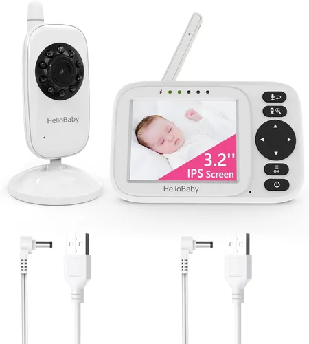 Miniatura 11 de HelloBaby Monitor sin WiFi Video Baby Monitor con cámara y audio - Pantalla de 3.2 pulgadas, conversación de 2 vías, visión nocturna, 8 canciones