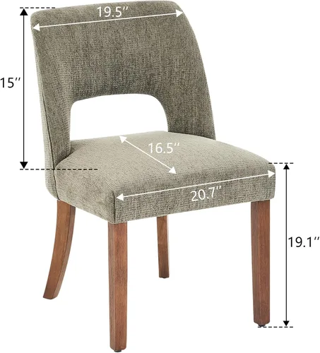 Miniatura 2 de VKNOW Juego de 2 sillas de comedor de madera, silla de comedor tapizada en tela moderna, silla de cocina, silla de cena de granja para cocina y Verde