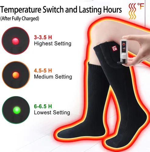Miniatura 2 de Autocastle Calcetines calefactables con batería, kit de calcetines de calefacción eléctricos recargables para hombres y mujeres, medias térmicas