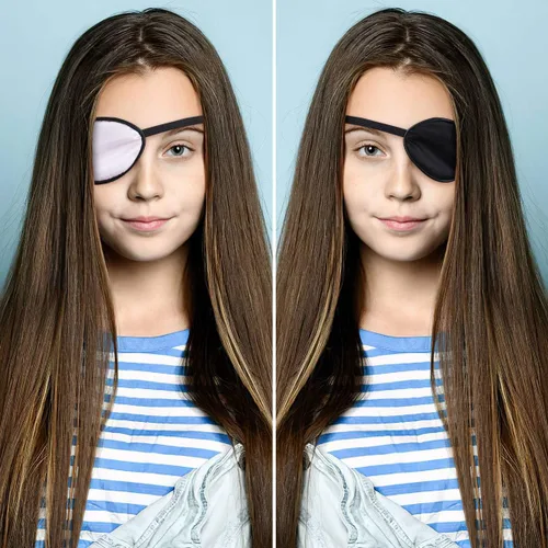 Miniatura 2 de eZAKKA Parches para ojos para adultos y niños, ojo izquierdo y derecho, 2 parches de seda para ojos perezosos después de cirugía, ambliopía, negro