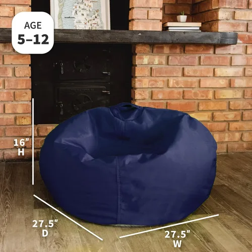 Miniatura 3 de Big Joe Silla Puf Clásica para Dormitorio de Niños y Rincón de Lectura, Azul Marino Fácil de Limpiar, Mezcla Duradera de Nylon y Poliéster, 2 Pies