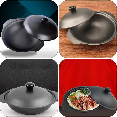 Miniatura 5 de Cabilock Hogar Pequeño Hierro Pot Basics Esmalte Hierro Fundido Claypot: Sartén Cazuela Cubierta 7.1 in Olla De Arcilla Olla De Arroz