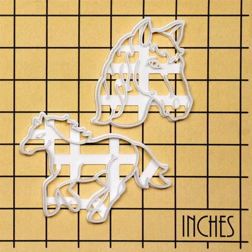 Miniatura 9 de Juego de 2 cortadores de galletas de caballo - Cabeza de caballo y diseños de correr, 2 piezas - Bakerlogy