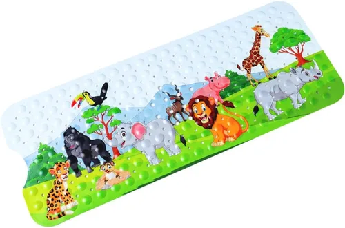 Miniatura 6 de Tapete de baño para bebé para niños, tapete antideslizante sin BPA para niños, tapete de dibujos animados antideslizante con ventosas y agujeros