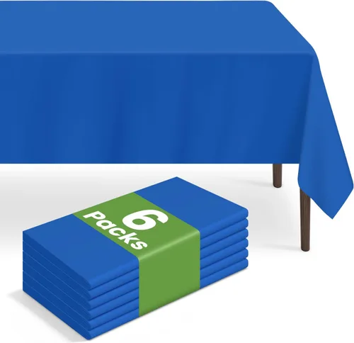 Miniatura 149 de Paquete de 6 manteles de plástico desechables azules y blancos a cuadros, manteles de plástico azules para fiestas, 54 x 108 pulgadas impermeables