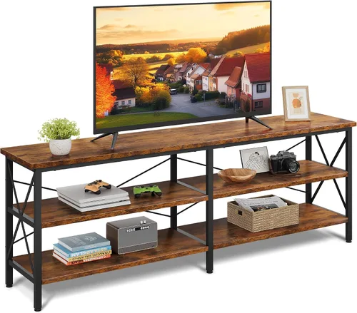 Miniatura 18 de WLIVE Moderno soporte de TV para TV de 65 pulgadas, centro de entretenimiento con estantes abiertos ajustables y luces LED RGB, consola multimedia
