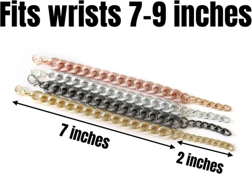 Miniatura 4 de Textured Faux Pavé Matte Cuban Link Chain Bracelet