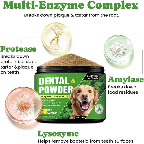 Miniatura 5 de Polvo de limpieza dental para perros, polvo dental para perros y refrescante de aliento para gatos, eliminador de placa para limpieza de dientes