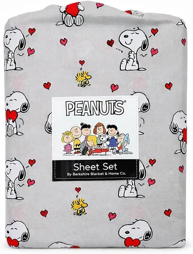 Miniatura 4 de Berkshire Blanket Peanuts - Juego de sábanas para el día de San Valentín (gris - siesta con corazones, matrimonial)