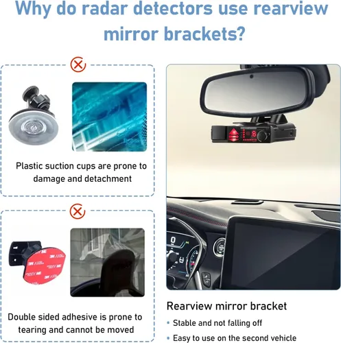 Miniatura 4 de SDSACZMU Soporte para detector de radar, detector de radar de coche, soporte de varilla de espejo retrovisor, compatible con Valentine V1 Gen1
