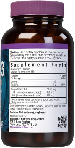 Miniatura 2 de BlueBonnet Omega 3 1000 mg Aceite de salmón EPA DHA ácidos grasos esenciales – Suplemento de salud cardíaca para mujeres y hombres – Molecularmente