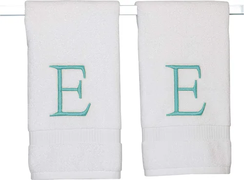 Miniatura 51 de Toalla de mano con inicial beige para baño, toalla bordada decorativa de calidad de hotel de lujo con monograma para tocador, spa, certificado