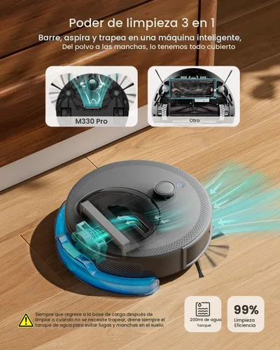 Miniatura 5 de Lefant Robot Aspirador y Fregona, Navegación LiDAR Mejorada, Recipiente de Polvo Visible de 450ml, Fuerte Succión, Mapeo de Varias Plantas, Gris