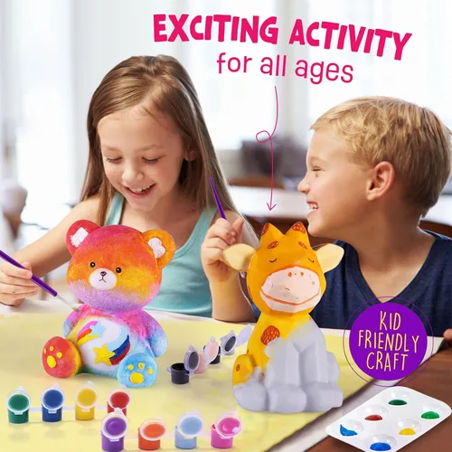 Miniatura 3 de Kit de lámpara para pintar tu propio oso, suministros de arte, kit de pintura de oso para niños de 6 a 12 años, artes y manualidades para niños de 8