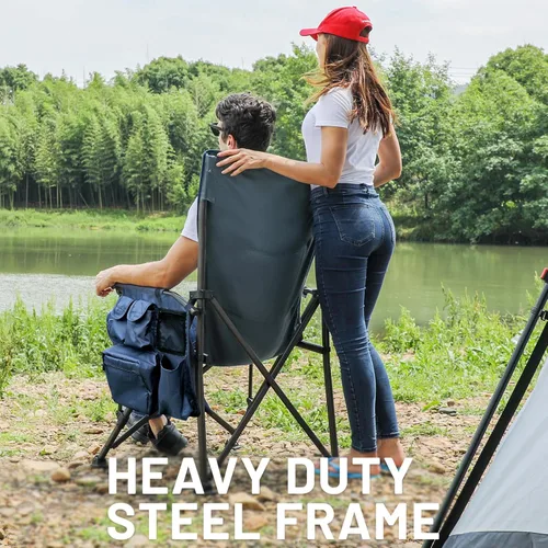 Miniatura 6 de TIMBER RIDGE Silla de campamento plegable de gran tamaño, respaldo alto, resistente para adultos, soporta hasta 500 libras con soporte para tazas