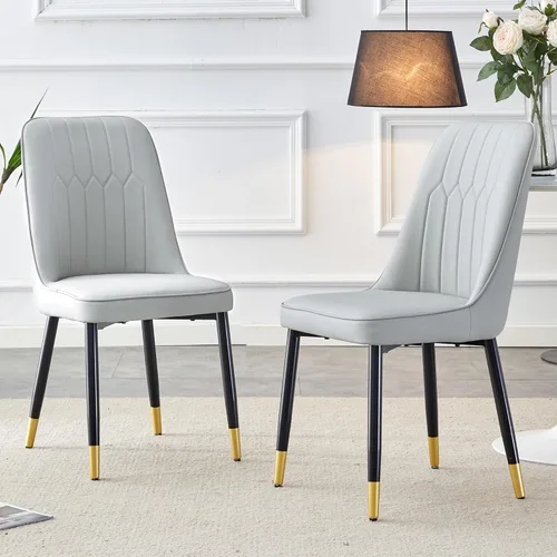 Dining Chairs and Table & Chair Sets - Modern PU Leather Seating with Metal Legs for Kitchen, Living Room, Dining Room, Bedroom and Office Desk