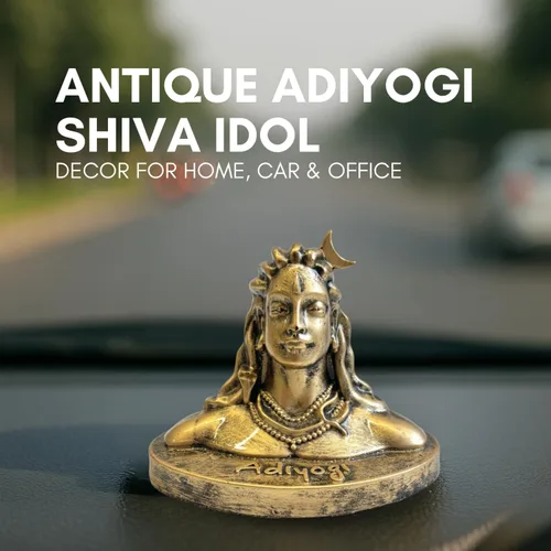 Miniatura 7 de Vedic Charya - Estatua de Adiyogi Shiva de 4.5 pulgadas - Ídolo de resina hecho a mano de Mahadev Dhyana Mudra para tablero del coche, escritorio