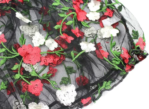 Miniatura 5 de RARITYUS Mujeres Sexy Floral Bordado Mesh T-Shirt Tulle Manga Corta Ver a través de Crop Tops