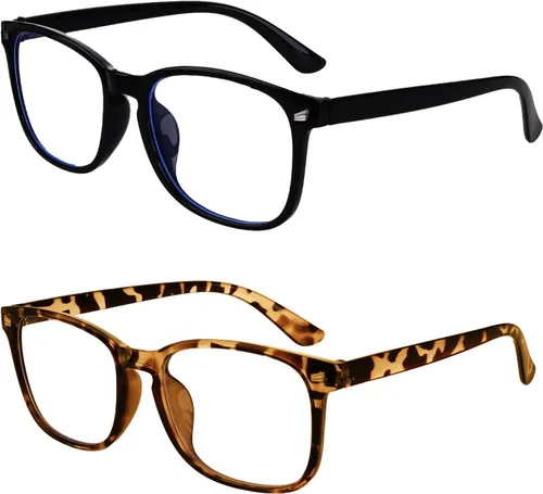 Miniatura 9 de Paquete de 2 lentes cuadrados de luz azul, unisex, anteojos ligeros para mujer, Halloween, vacaciones, uso diario