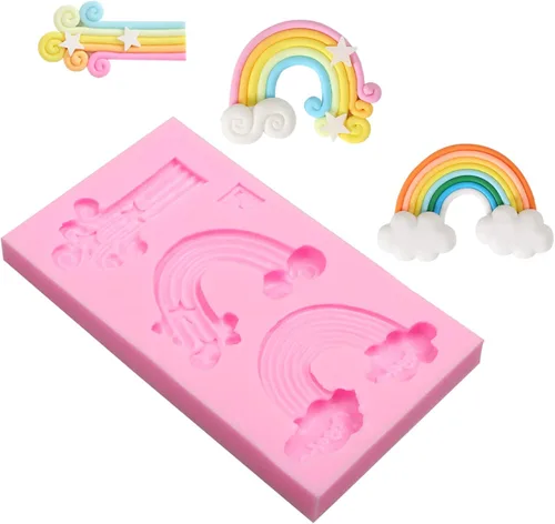 Miniatura 7 de Moldes de fondant de nube, 3 unidades, molde de silicona arcoíris para decoración de pasteles de chocolate, dulces, azúcar, cupcakes, decoración