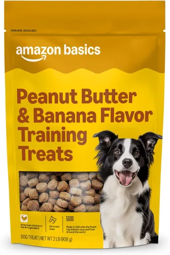 Marca Amazon – Wag - Golosinas de entrenamiento con sabor a mantequilla de maní y plátano para perros, 2 libras (paquete de 1)
