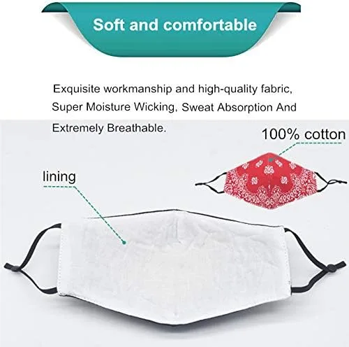 Miniatura 2 de Bandana de la cubierta de la cara, máscara de tela de algodón suave media cara protectora, pasamontañas de cachemira unisex de moda, Balaclava