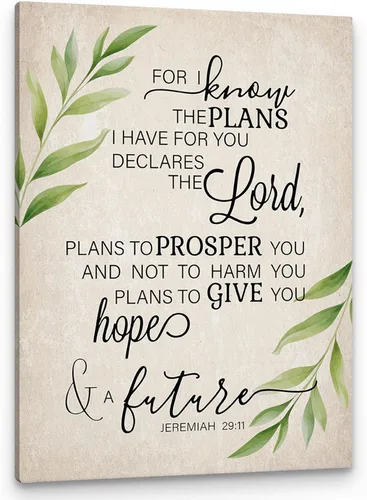 Miniatura 15 de PHAMTE Jeremías 29 11 - Arte de pared de Jeremías cristiano 29:11 For I Know The Plans I Have For You, arte de pared, versículo bíblico con texto