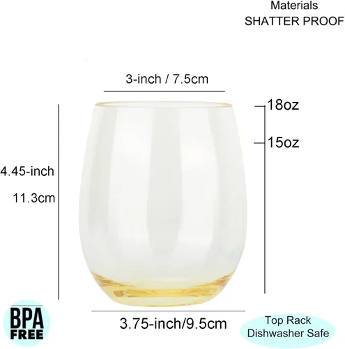 Miniatura 2 de KOXIN-KARLU Copas de vino clásicas de acrílico sin tallo de 18 onzas, juego de 6 vasos de plástico irrompibles para bebidas mixtas, multicolor
