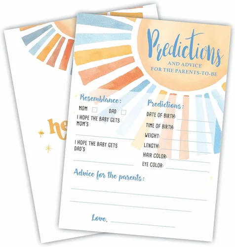Miniatura 5 de Adivina quién mamá o papá - Juego de juego retro para baby shower con sol - Kit de juego de ducha para baby shower, revelación de género, fiesta