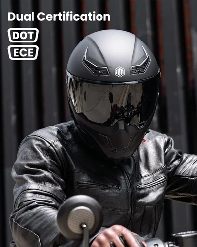 Miniatura 3 de ILM Casco de motocicleta de cara completa DOT ECE Powersports (negro mate, XL) y auriculares Bluetooth con sistema de alta fidelidad