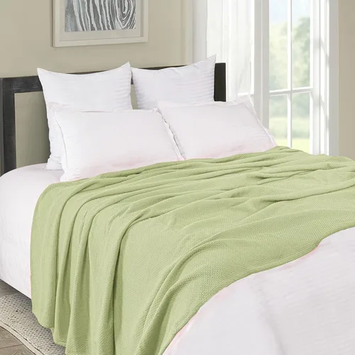 Miniatura 3 de BOUTIQUO - Manta para cama 100% algodón, térmica transpirable, tamaño Full - Queen, suave manta de nido de abeja 90"x90", manta de cama de algodón