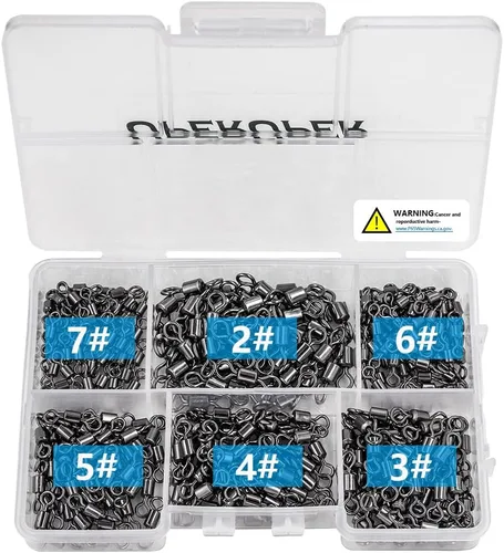 Miniatura 2 de Kit giratorio de barril de pesca, 300 piezas de acero inoxidable rodamiento conector a presión para agua salada pesca de agua dulce 2 3 4 5 6 7 Un